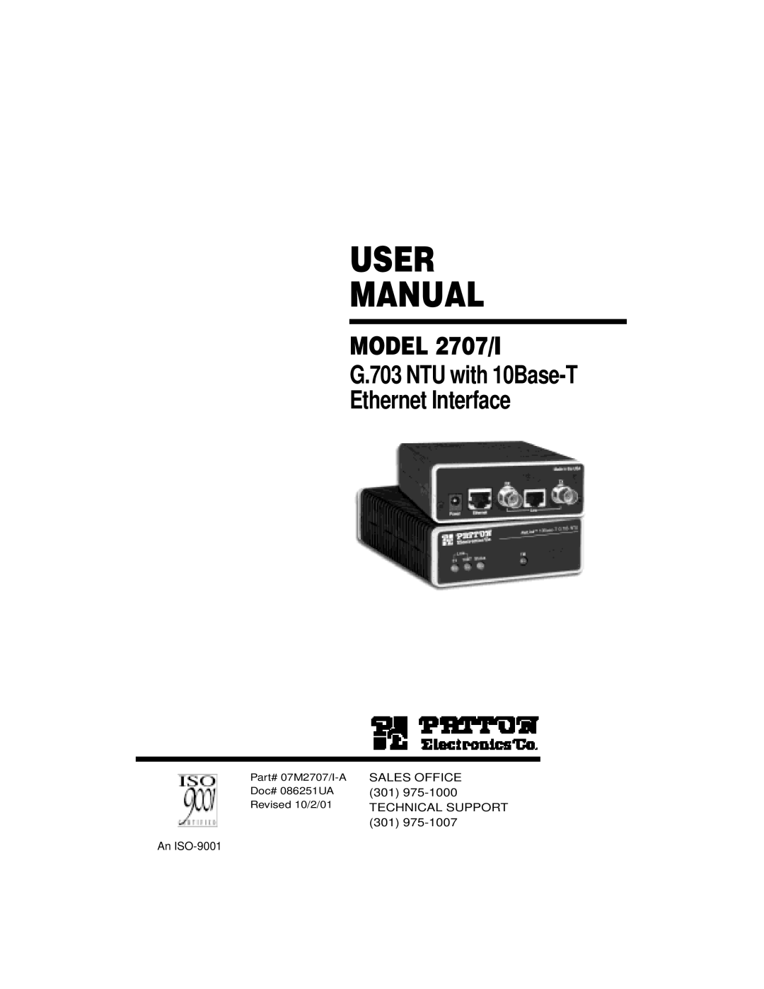 Patton electronic PATTON 2707/I user manual User Manual 