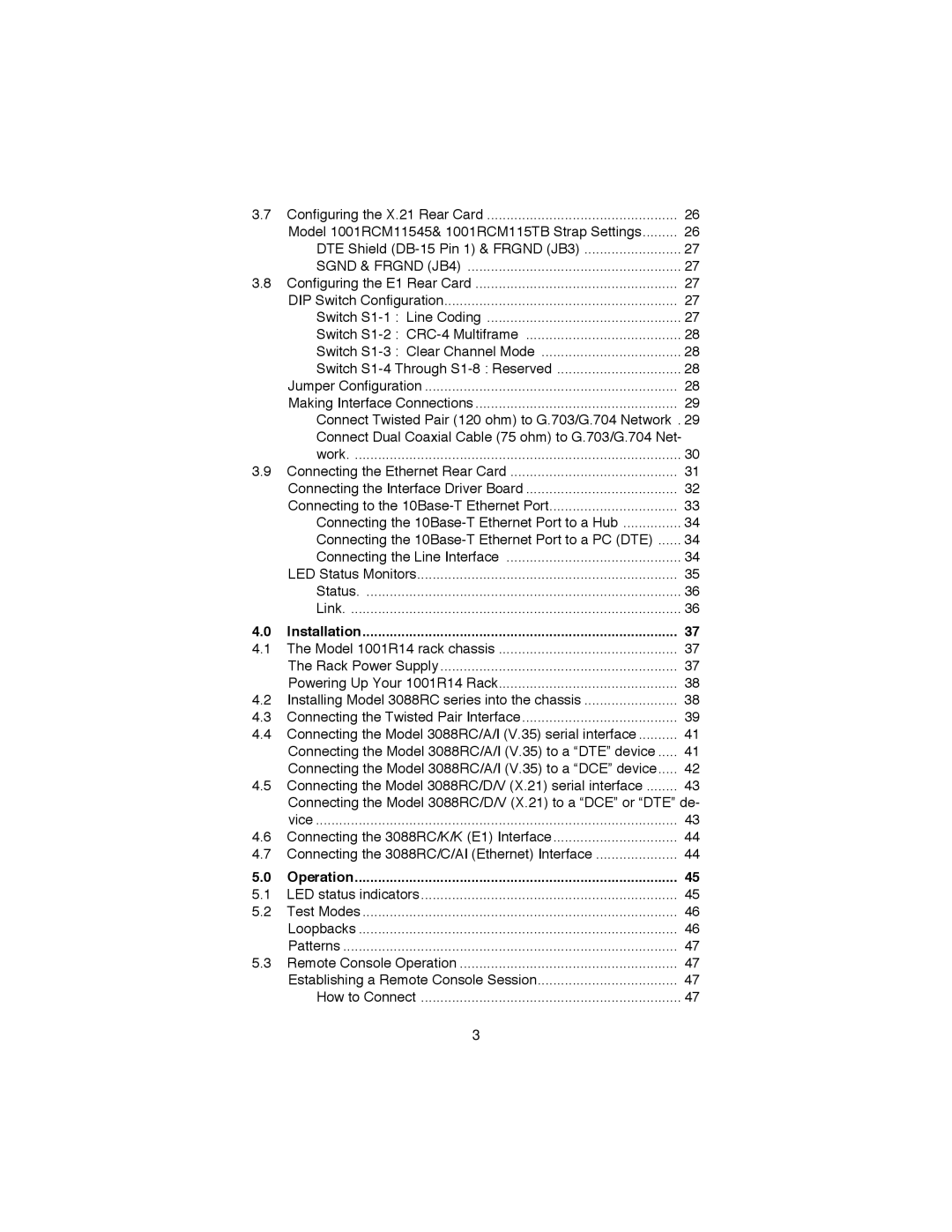 Patton electronic RocketLink-G NTU Rack Mount G.SHDSL Modem Card, 3088RC user manual Installation, Operation 