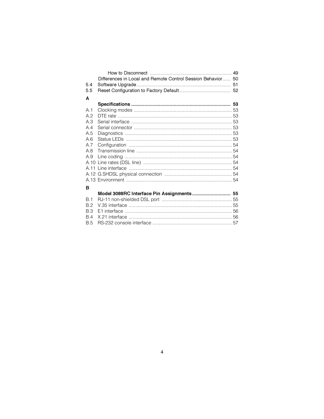 Patton electronic user manual Specifications, Model 3088RC Interface Pin Assignments 