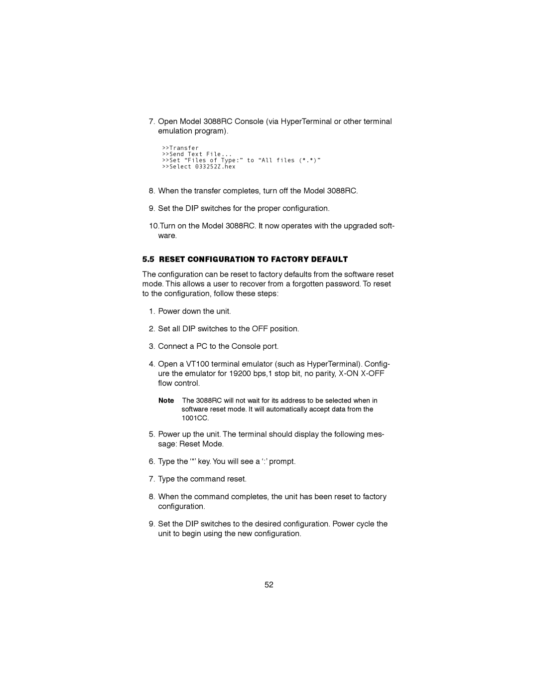 Patton electronic 3088RC, RocketLink-G NTU Rack Mount G.SHDSL Modem Card user manual Reset Configuration to Factory Default 