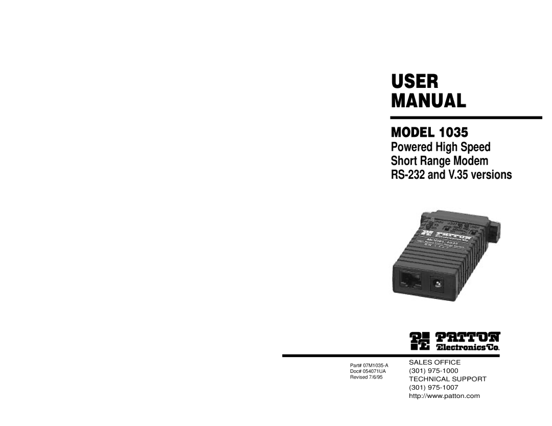 Patton electronic RS-232 user manual User Manual 