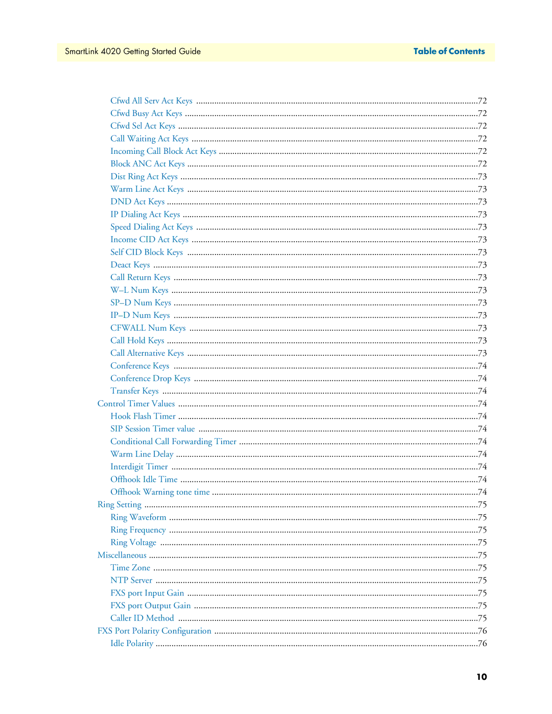 Patton electronic SL4020 manual Table of Contents 