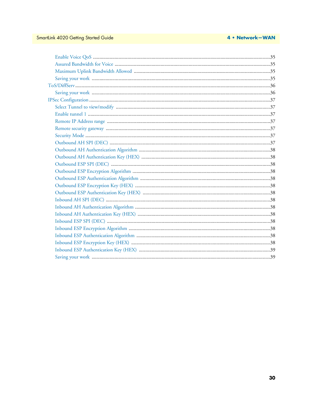 Patton electronic SL4020 manual Network-WAN 