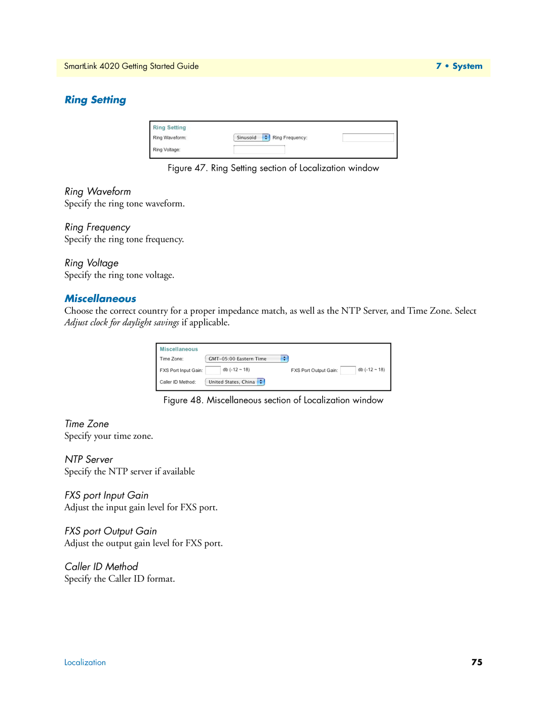 Patton electronic SL4020 manual Ring Setting, Miscellaneous 