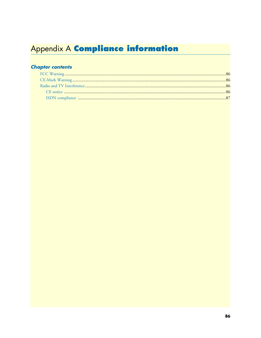 Patton electronic SL4020 manual Appendix a Compliance information, Chapter contents 