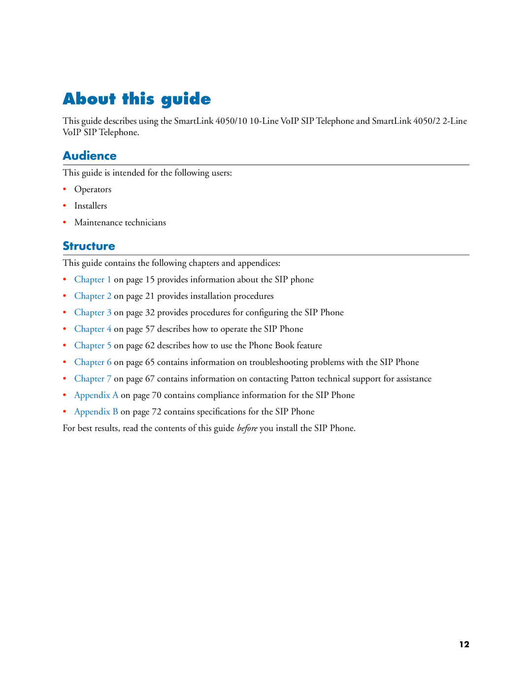 Patton electronic SL4050/10, SL4050/2 manual About this guide, Audience, Structure 