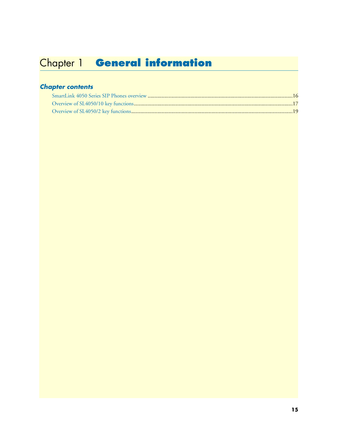 Patton electronic SL4050/2, SL4050/10 manual General information, Chapter contents 