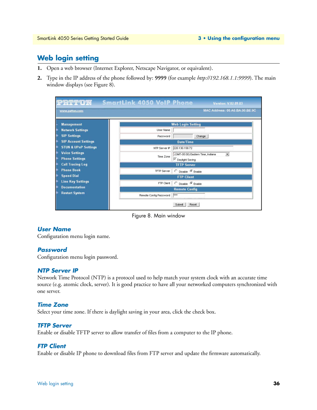 Patton electronic SL4050/10, SL4050/2 manual Web login setting 