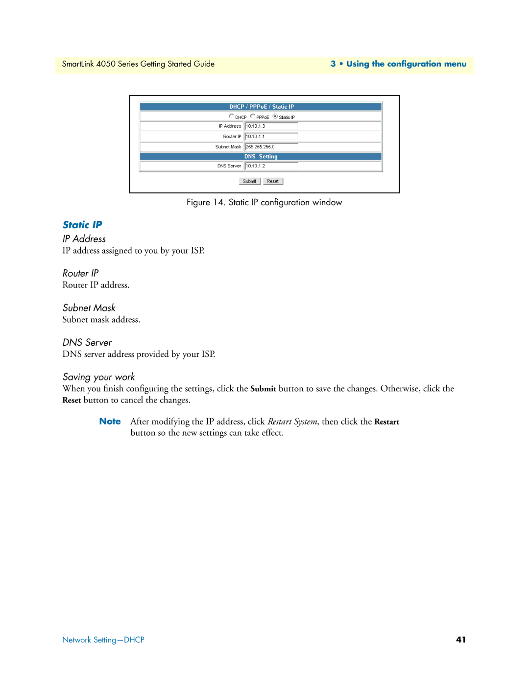 Patton electronic SL4050/2, SL4050/10 manual Static IP conﬁguration window 