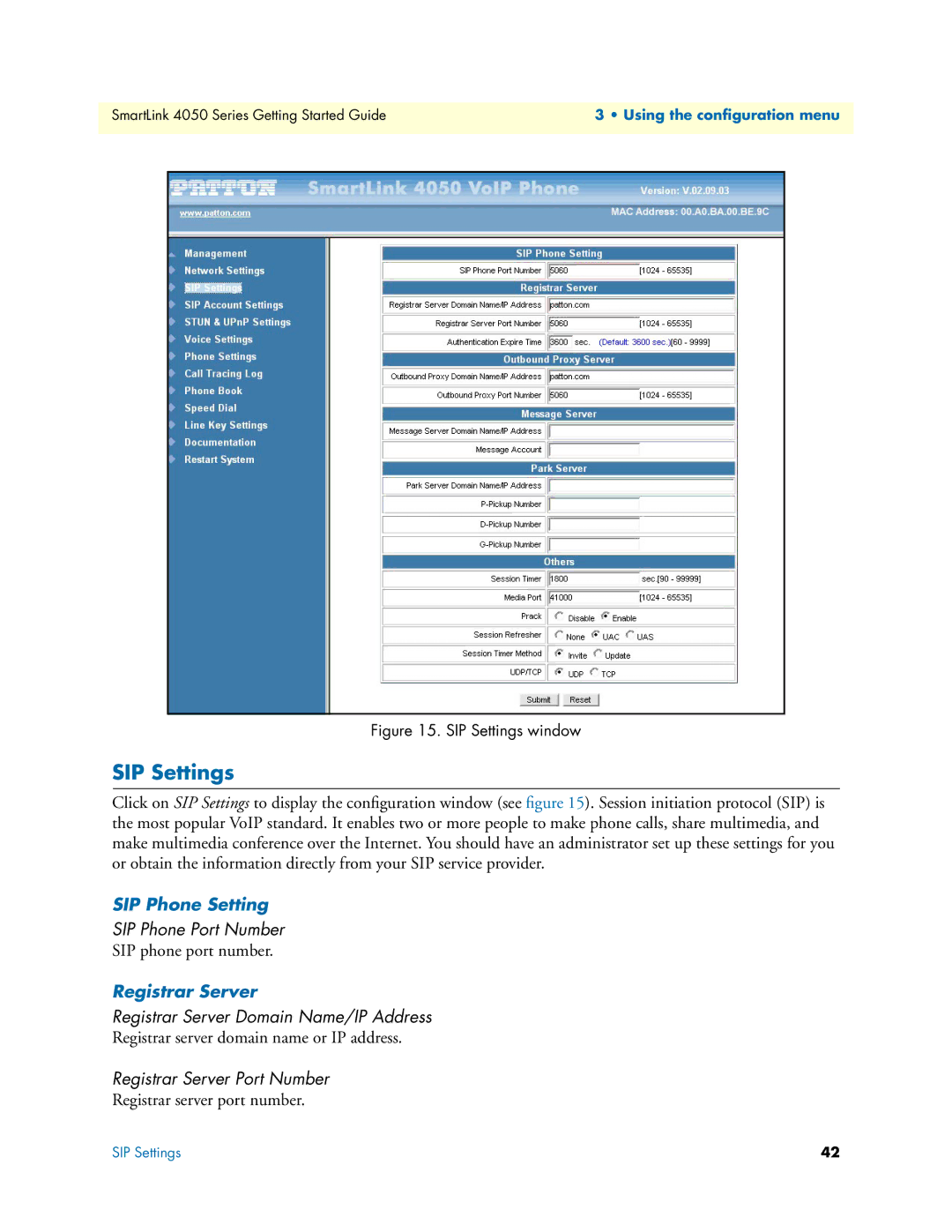 Patton electronic SL4050/10, SL4050/2 manual SIP Settings, SIP Phone Setting, Registrar Server 