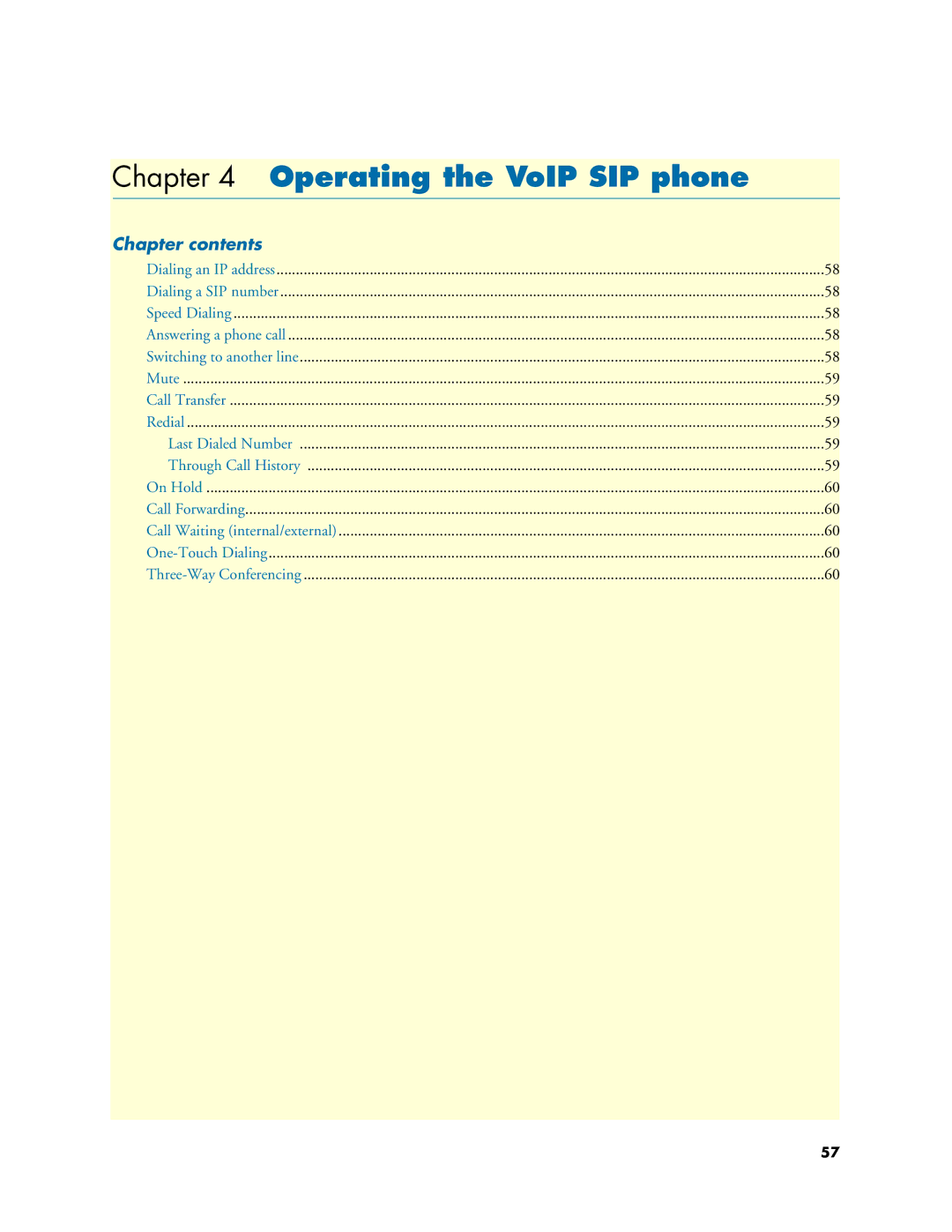 Patton electronic SL4050/2, SL4050/10 manual Operating the VoIP SIP phone, Chapter contents 