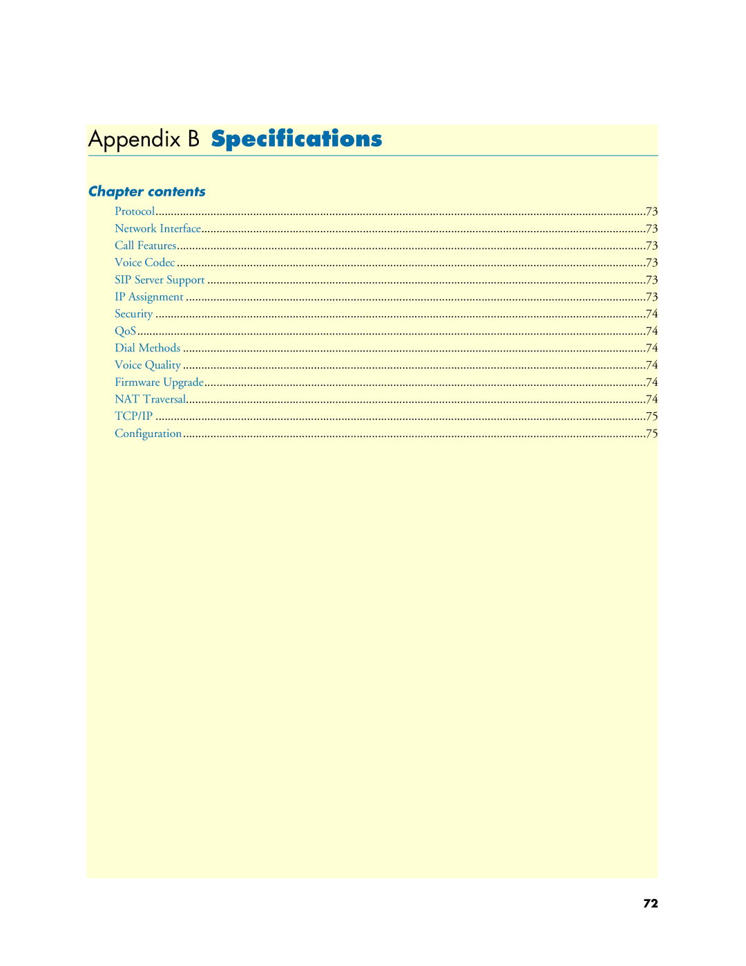 Patton electronic SL4050/10, SL4050/2 manual Appendix B Speciﬁcations 