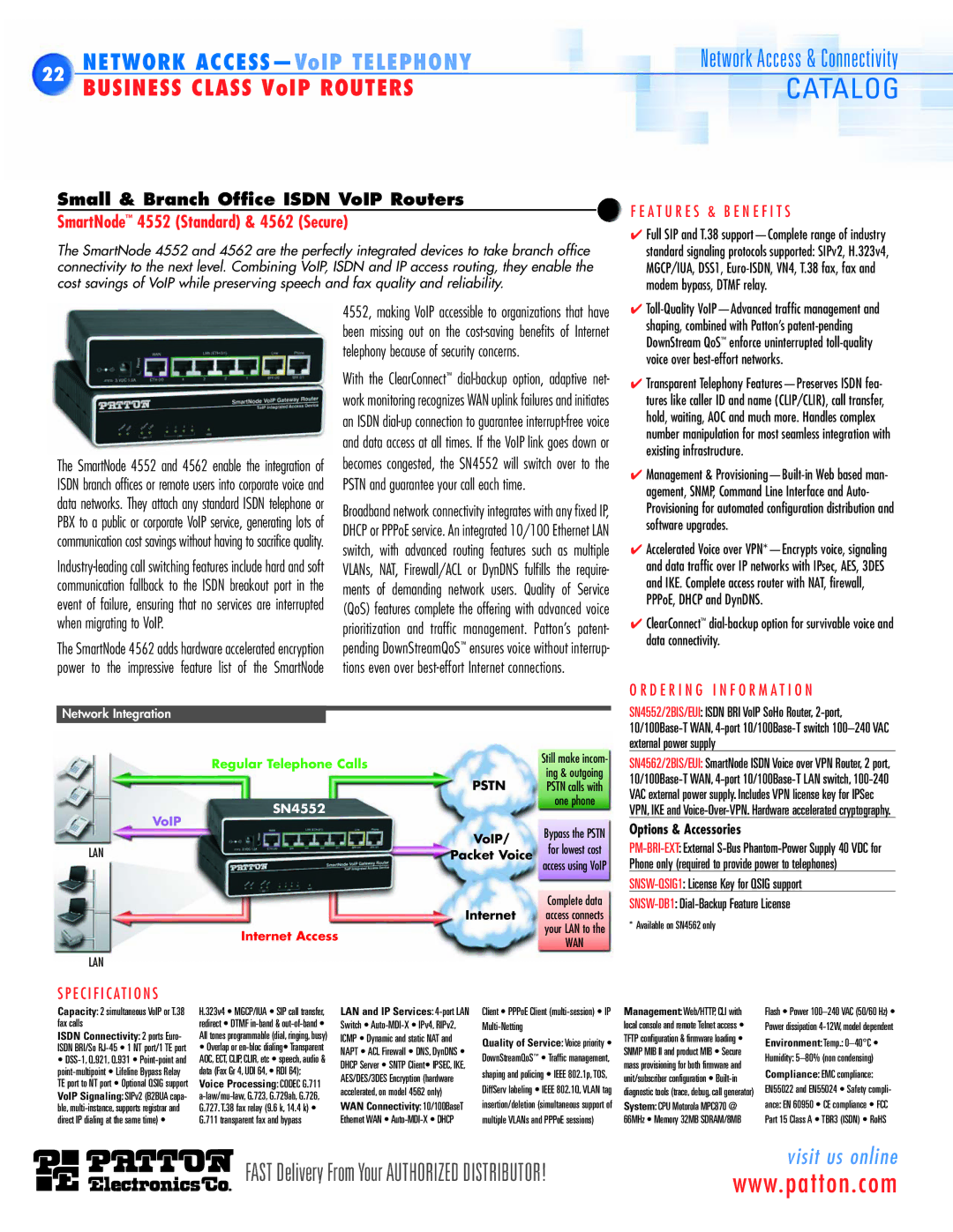 Patton electronic SN463X, SN483X, SN4900 Modem bypass, Dtmf relay, Voice over best-effort networks, Existing infrastructure 