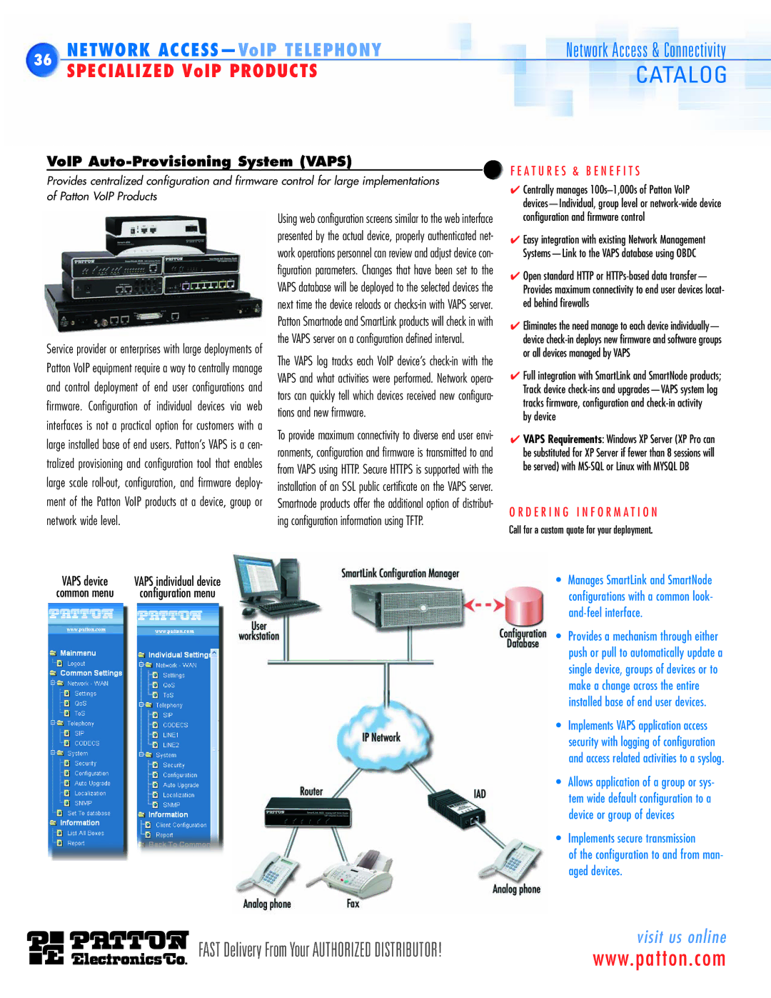 Patton electronic SN483X, SN4900 Configuration and firmware control, Ed behind firewalls, Or all devices managed by Vaps 