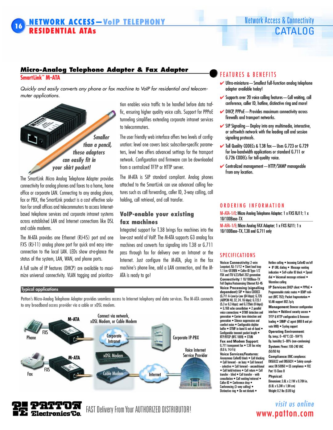 Patton electronic SN411X Firewalls and transport networks, CODECs for toll-quality voice, From any location, 10/100Base-TX 