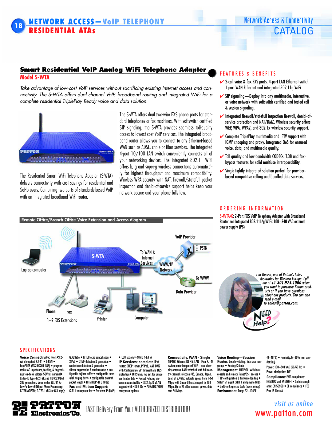 Patton electronic SN483X, SN4900, SN465X, SN452X, SN463X, SL402X, SN455X, SN411X, SN2400 manual Model S-WTA 