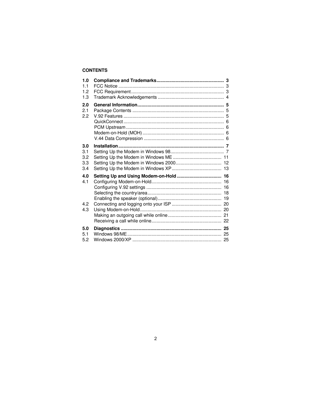 Patton electronic 2192, V.92, USB user manual Contents 