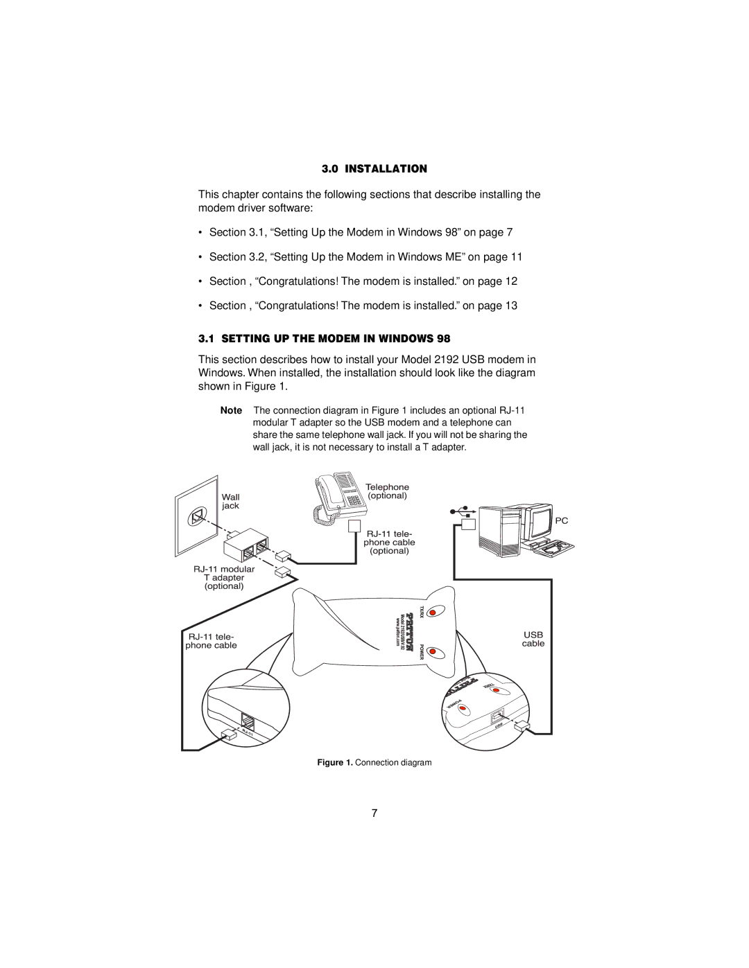 Patton electronic USB, V.92, 2192 user manual Installation, Setting UP the Modem in Windows 