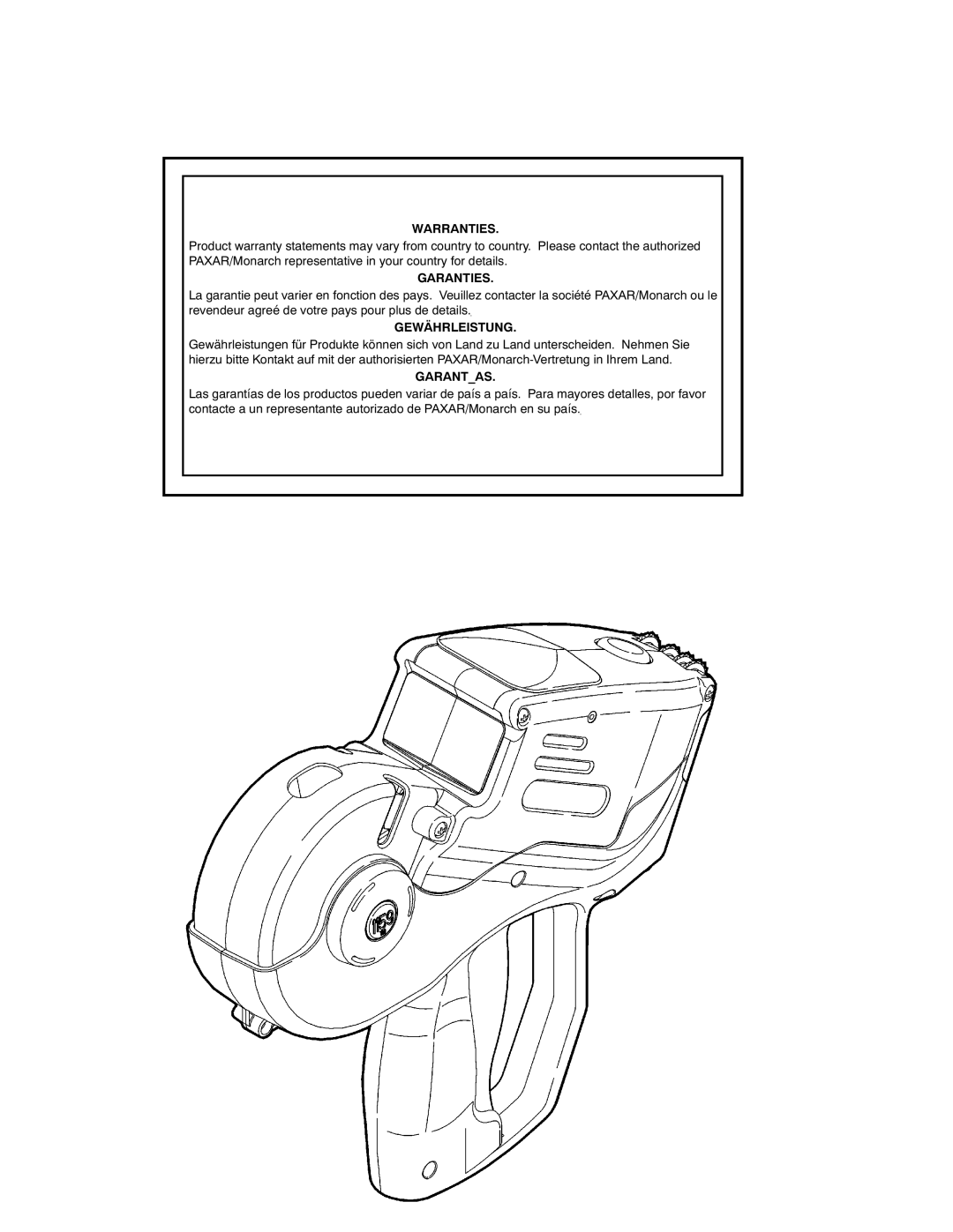 Paxar 1159 Series manual Warranties 