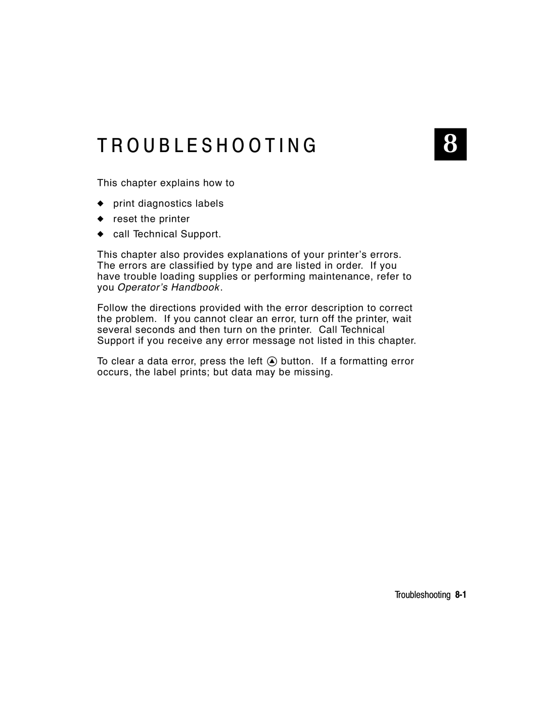 Paxar 2 manual Troubleshooting 