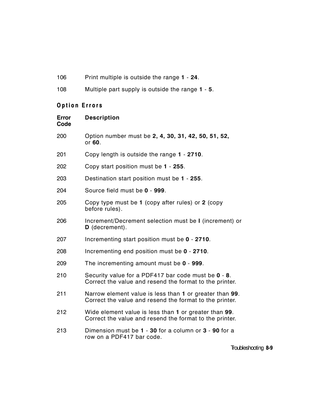 Paxar 2 manual T i o n Error s 