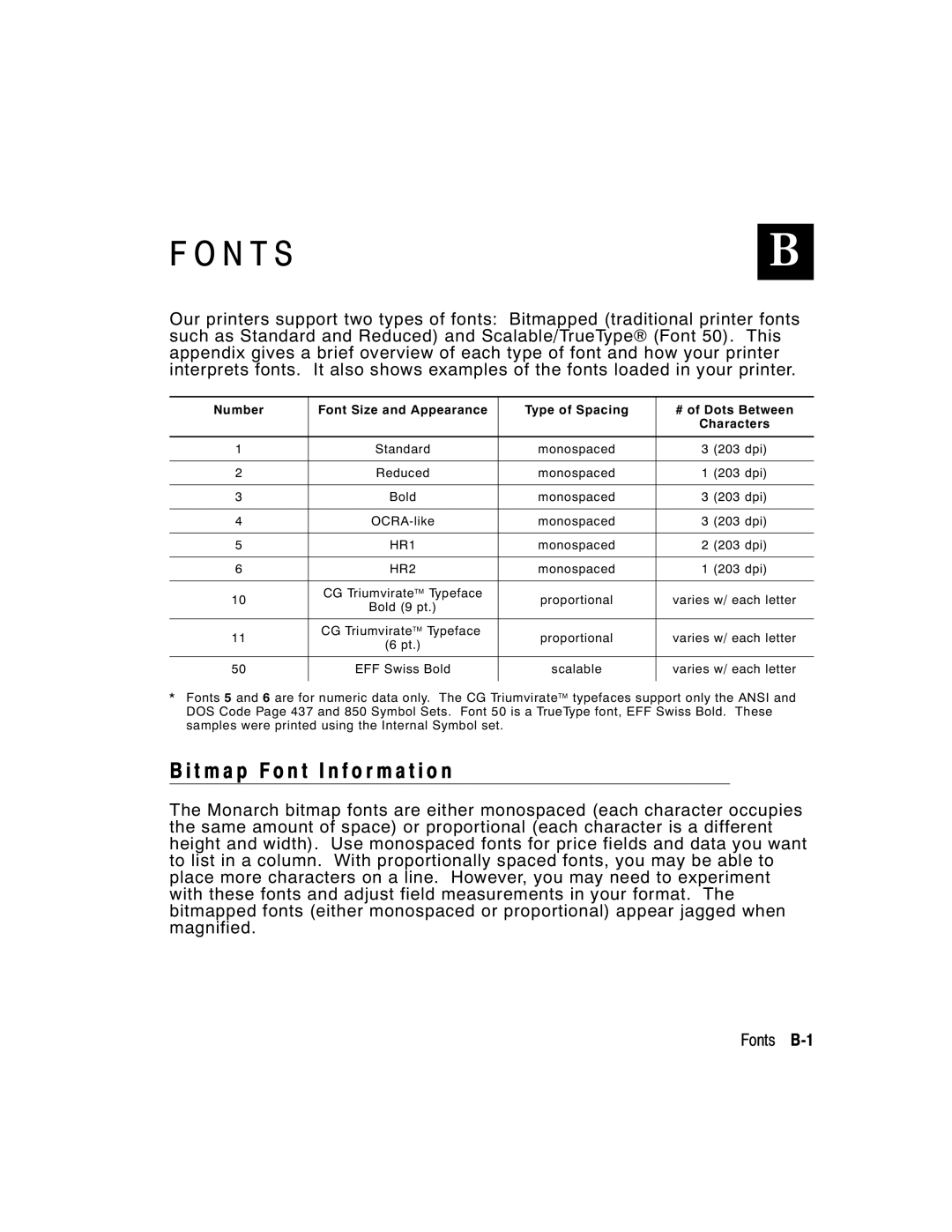 Paxar 2 manual N T S, T m a p F o n t I n f o r m a t i o n 