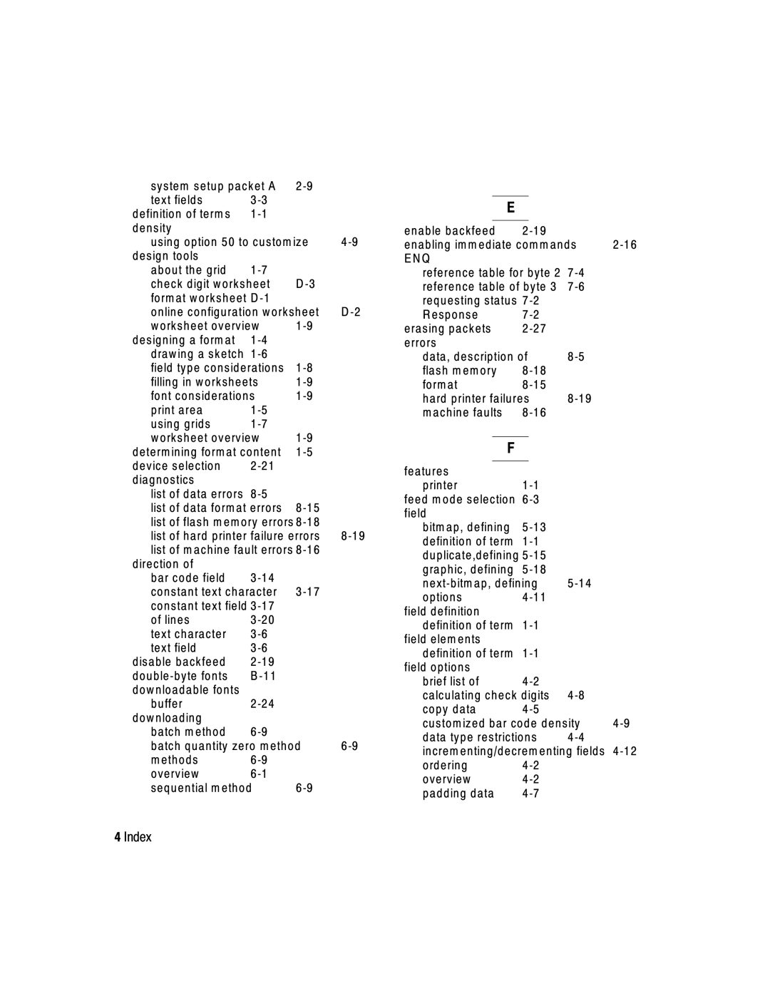 Paxar 2 manual List of hard printer failure errors 