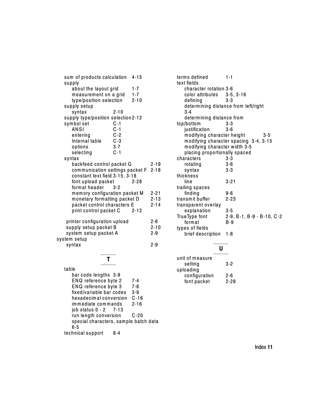 Paxar 2 manual Supply type/position selection 