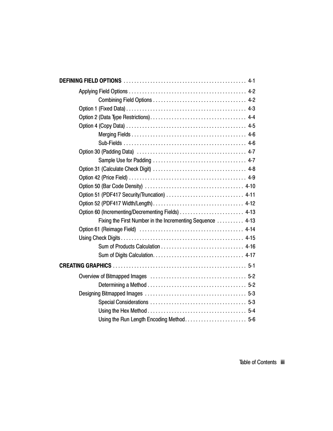 Paxar 2 manual Table of Contents 