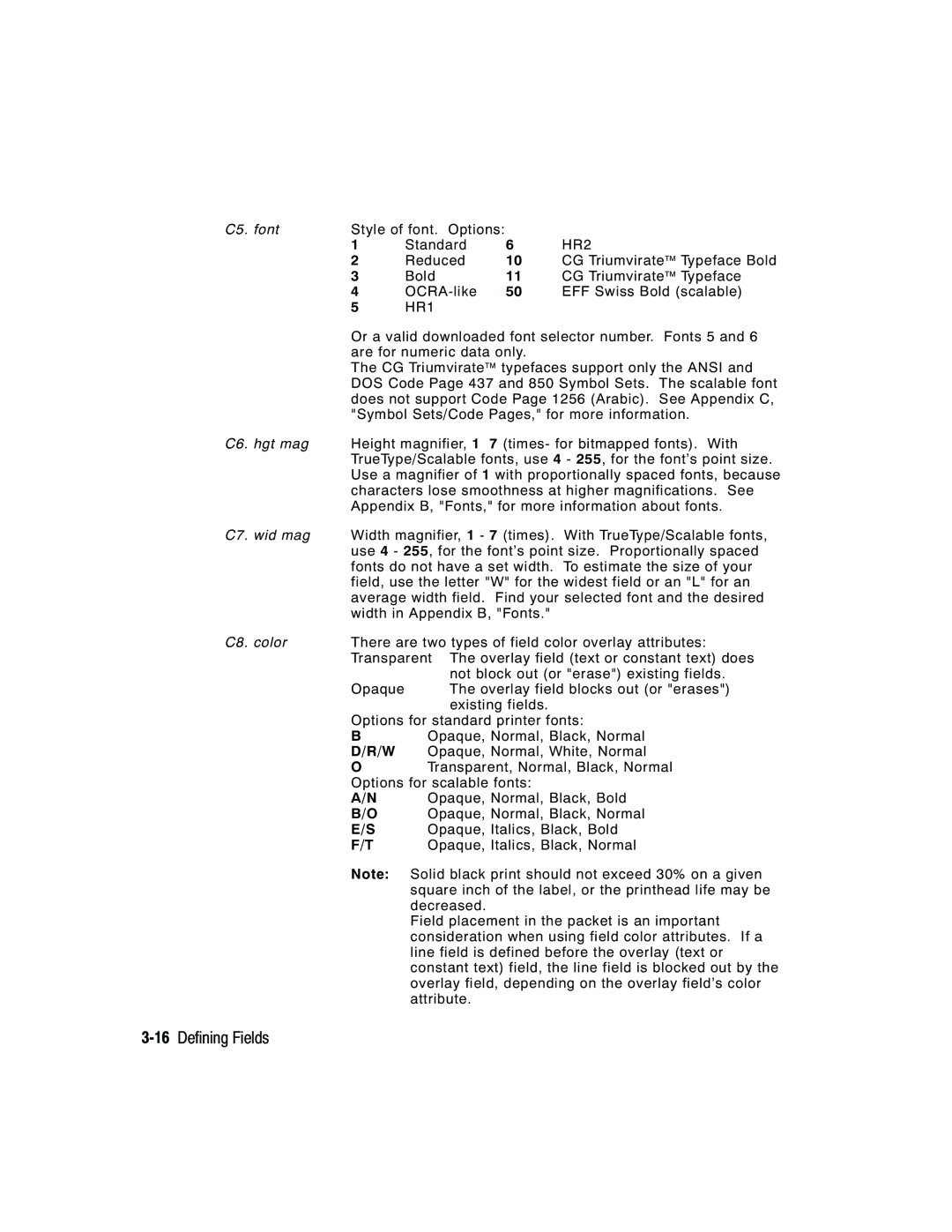 Paxar 2 manual 16Defining Fields 