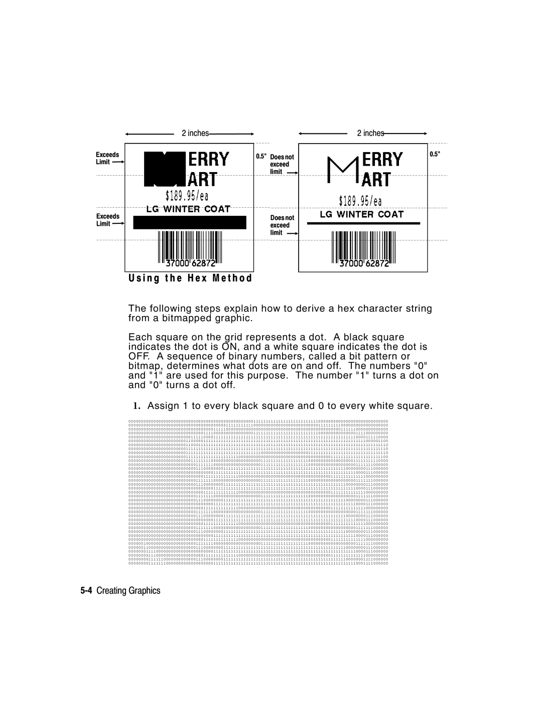 Paxar 2 manual I n g t h e H e x M e t h o d, 4Creating Graphics 