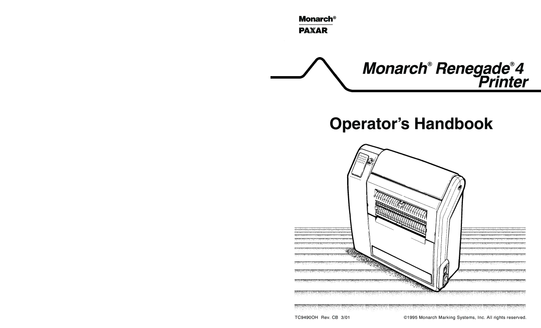 Paxar 4 manual Operator’s Handbook 