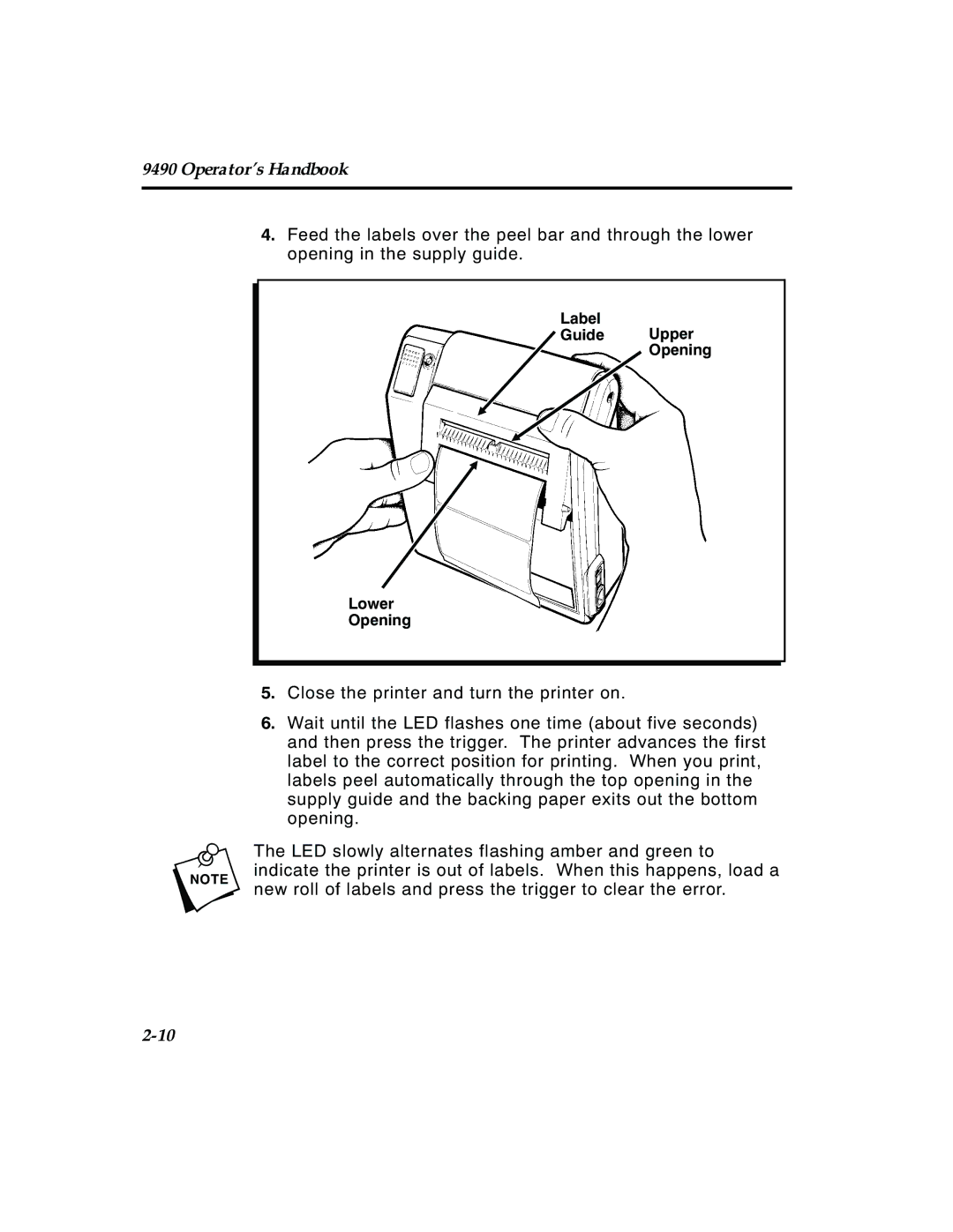 Paxar 4 manual Label Guide Upper Opening Lower 