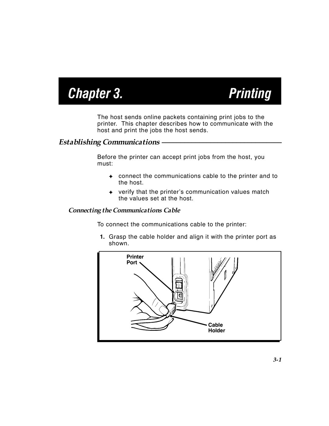 Paxar 4 manual Chapter Printing, Establishing Communications 