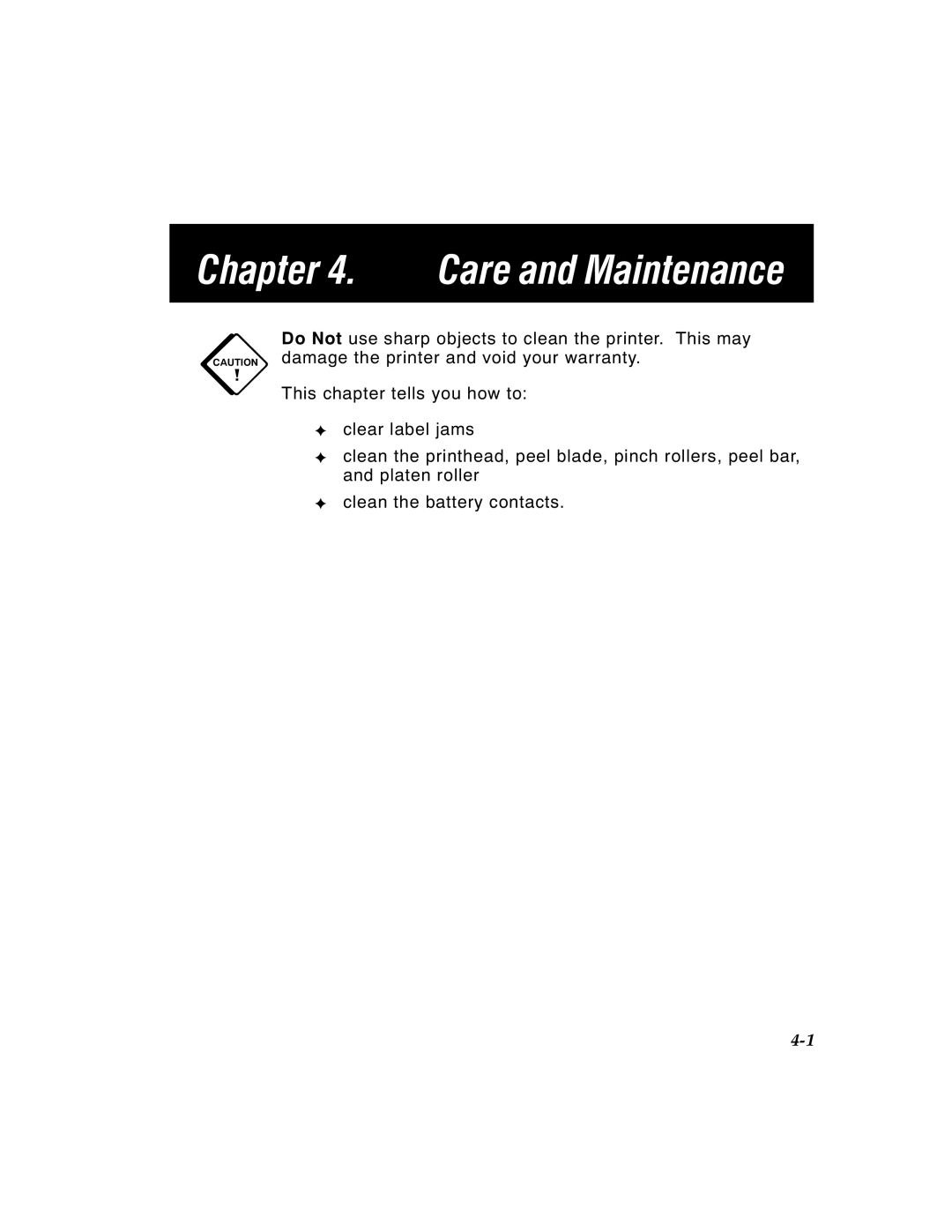 Paxar 4 manual Care and Maintenance 