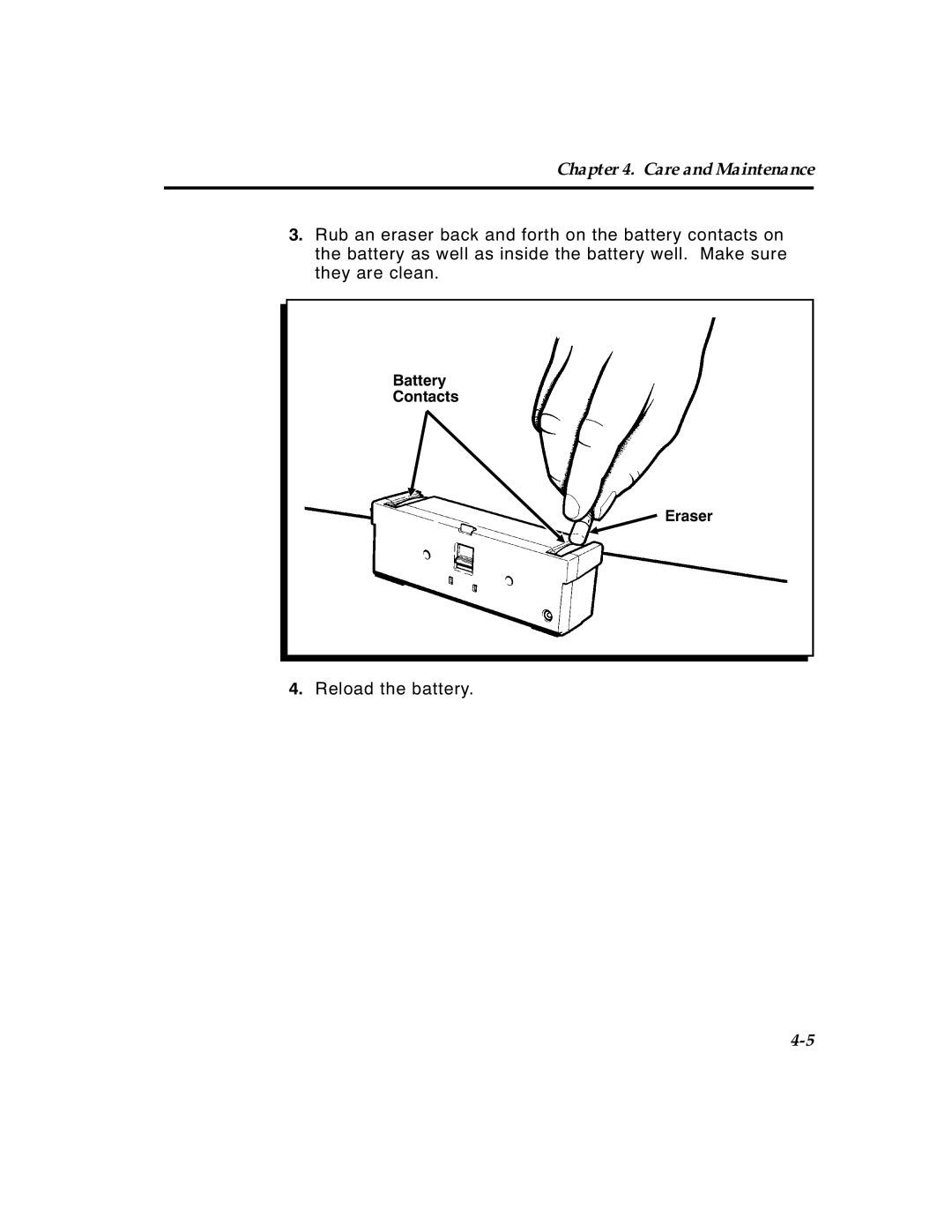 Paxar 4 manual Reload the battery 