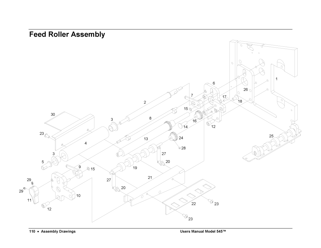 Paxar 545 user manual Feed Roller Assembly 