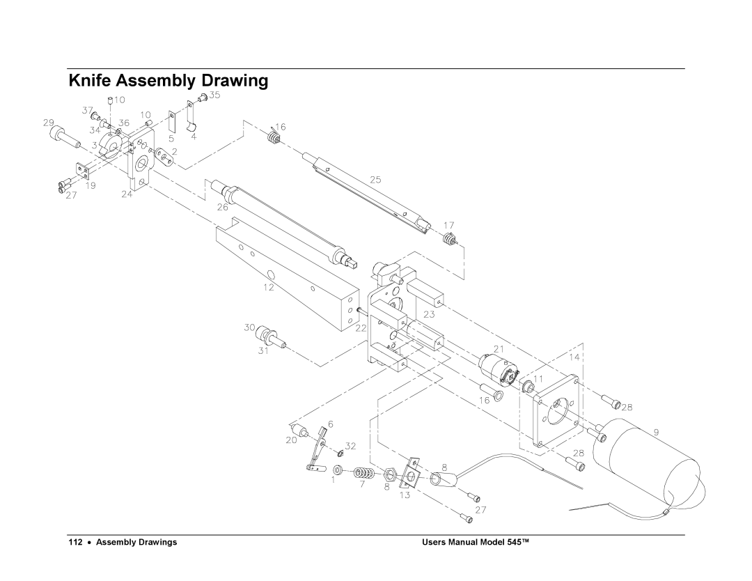 Paxar 545 user manual Knife Assembly Drawing 