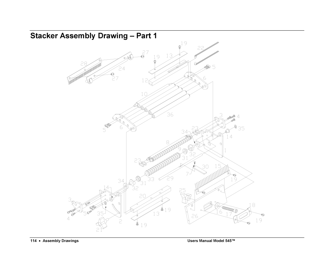 Paxar 545 user manual Stacker Assembly Drawing Part 