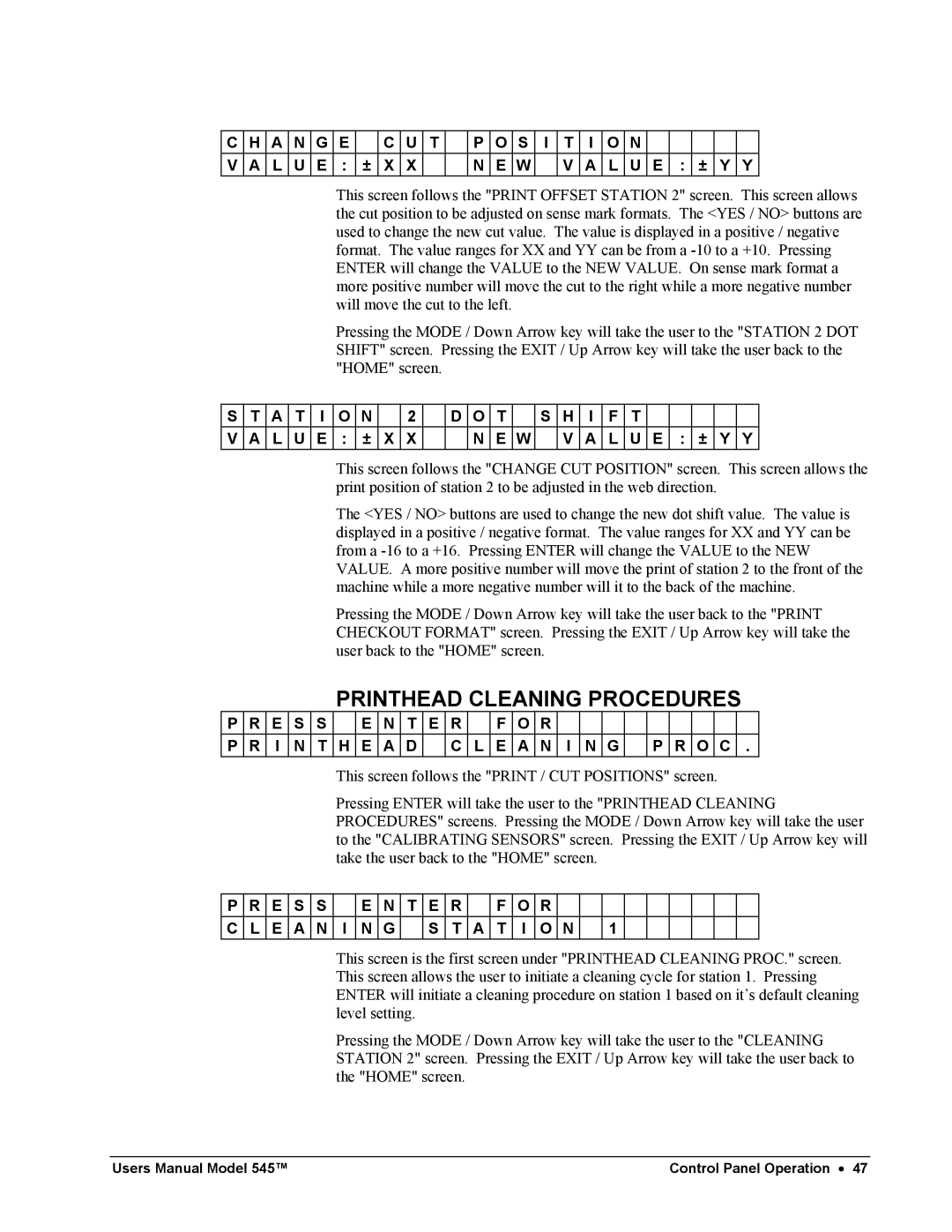 Paxar 545 user manual Printhead Cleaning Procedures 