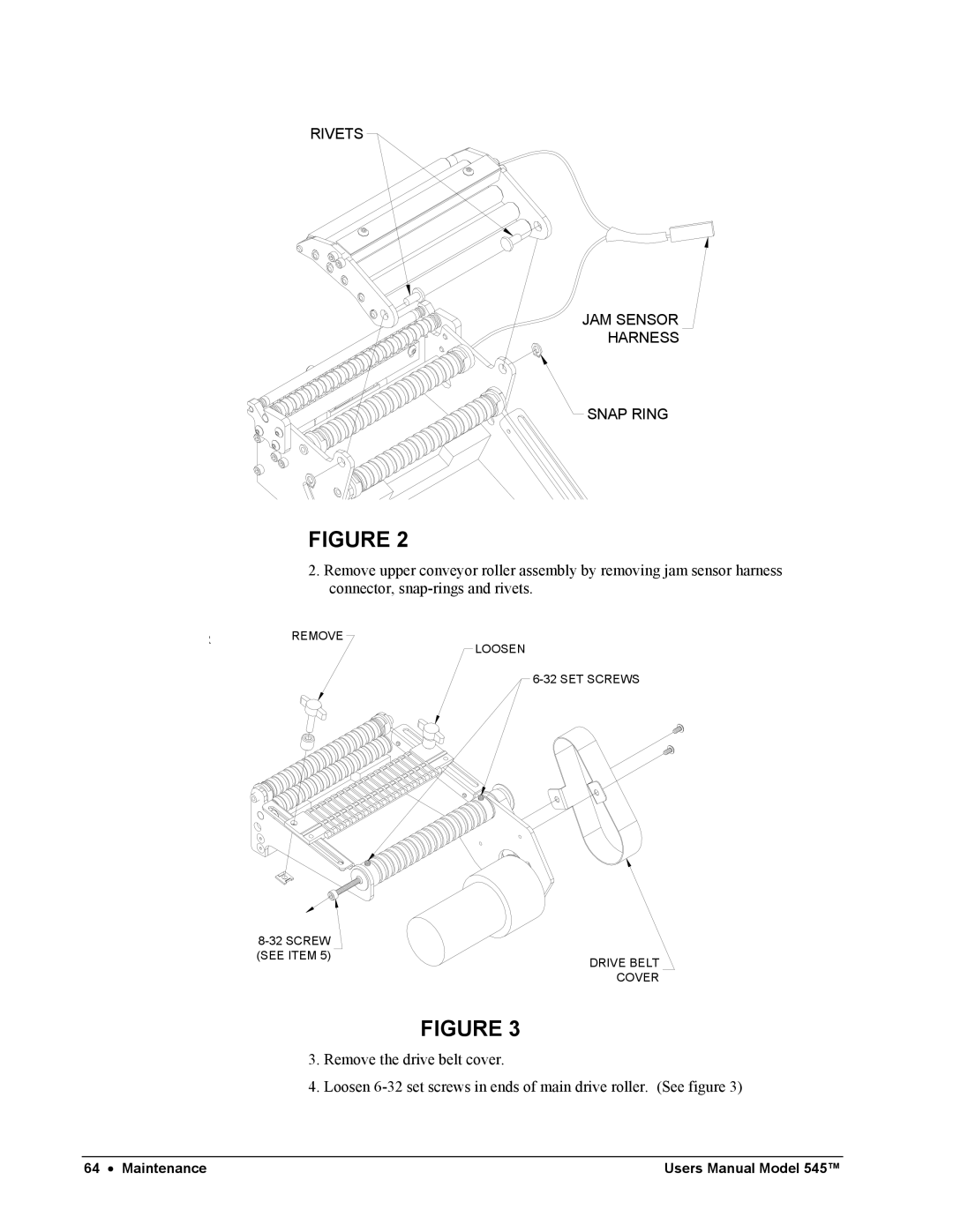 Paxar 545 user manual Rivets JAM Sensor Harness Snap Ring 