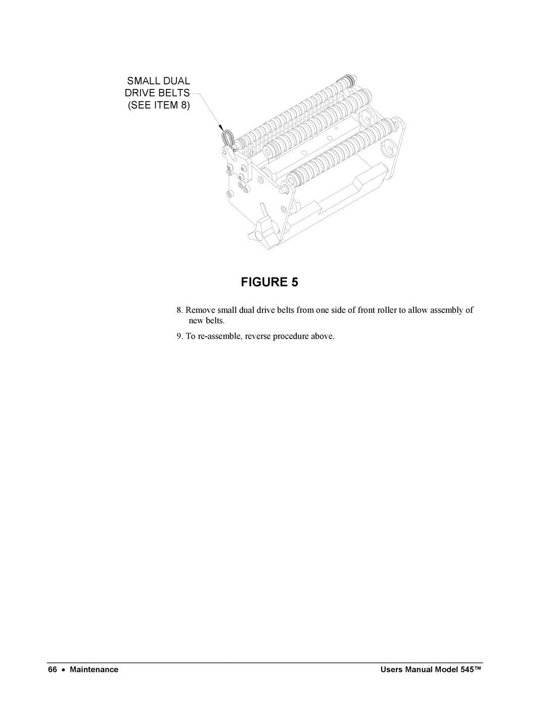 Paxar 545 user manual Small Dual Drive Belts see Item 