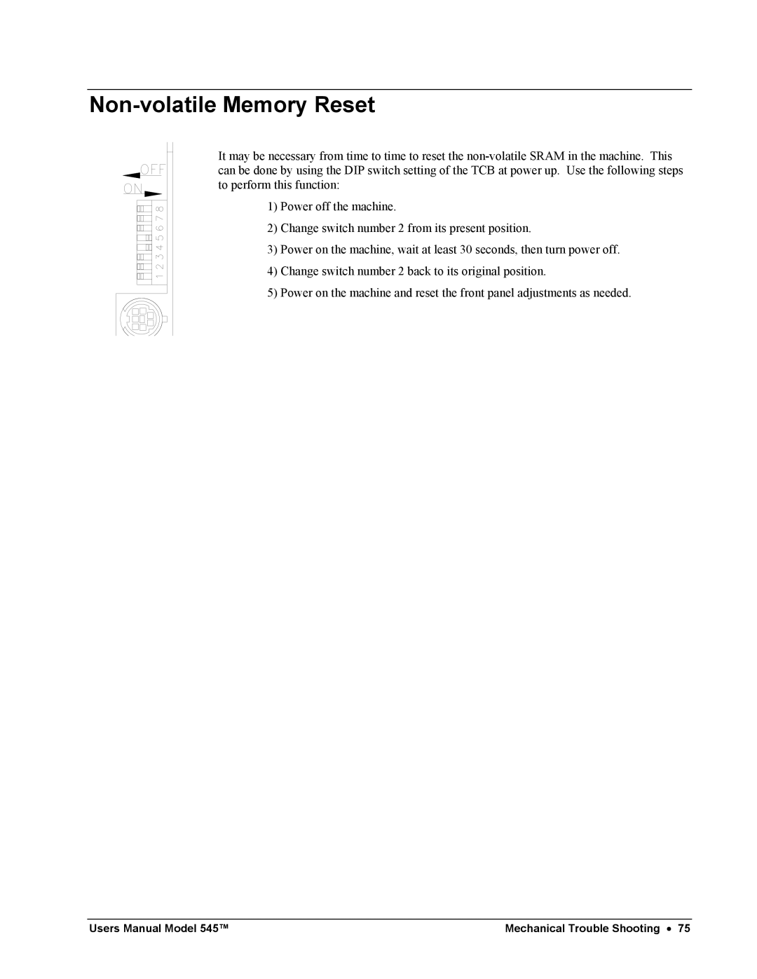 Paxar 545 user manual Non-volatile Memory Reset 