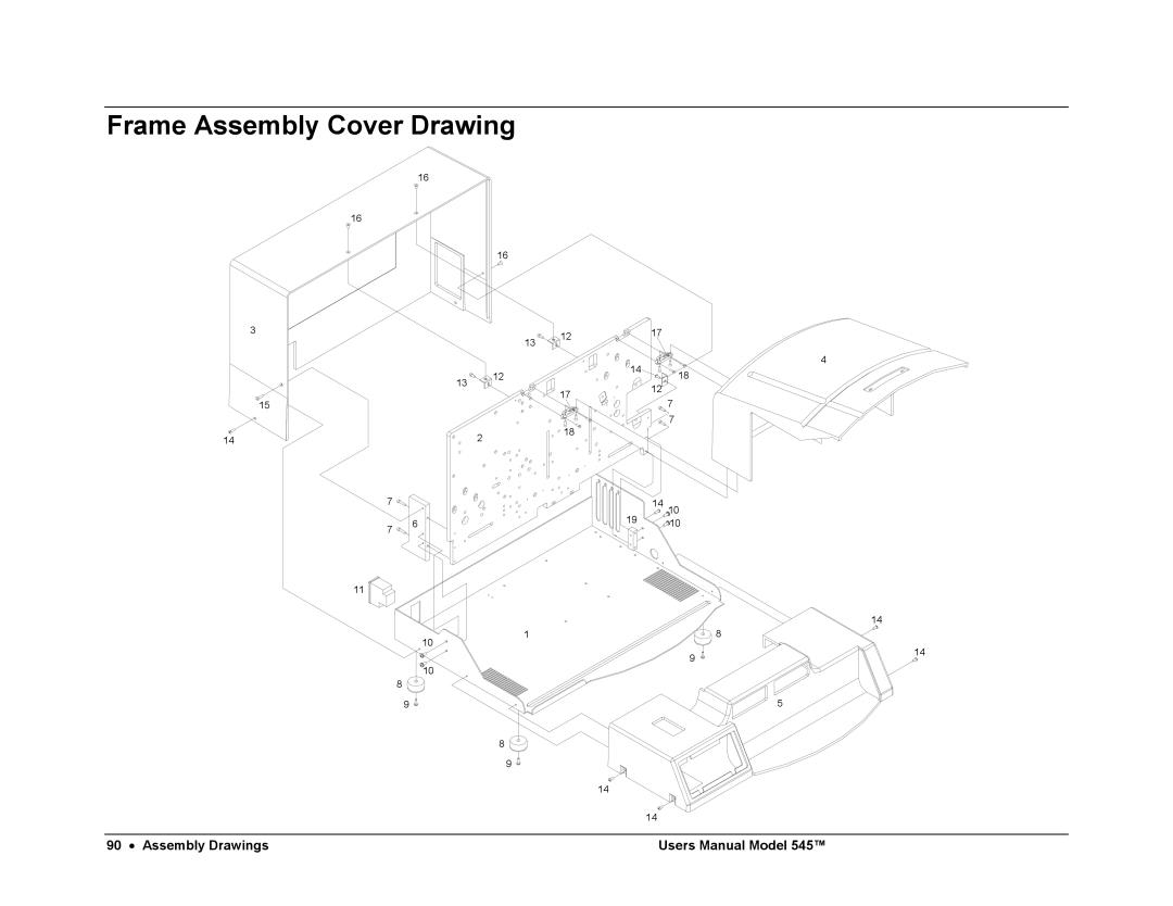 Paxar 545 user manual Frame Assembly Cover Drawing 