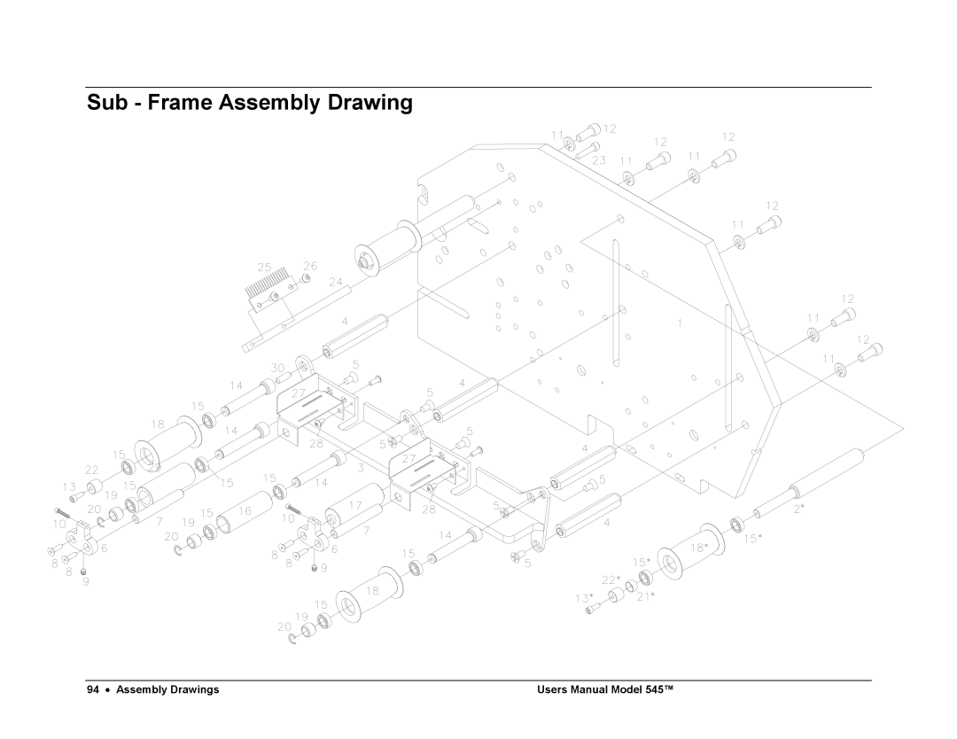 Paxar 545 user manual Sub Frame Assembly Drawing 