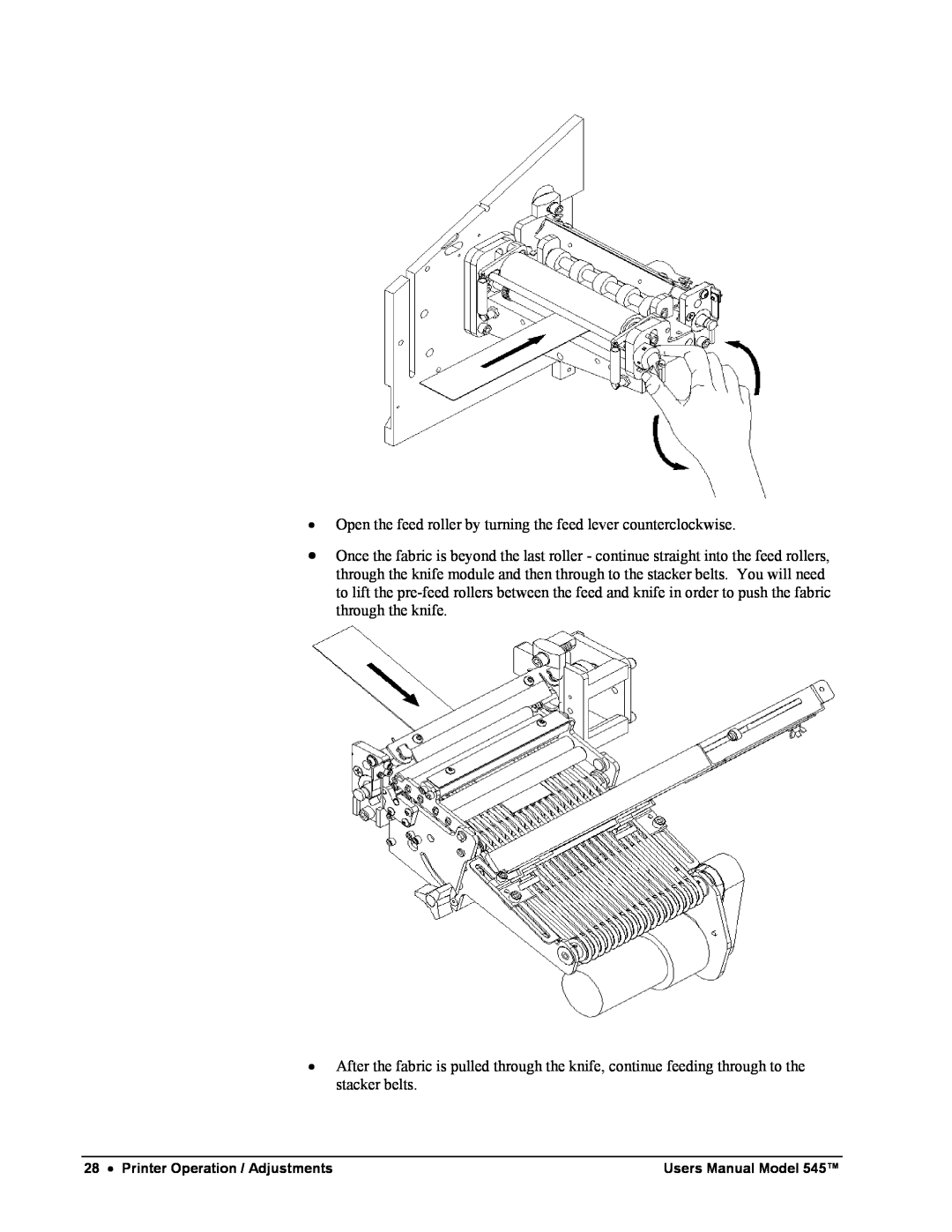 Paxar 545 user manual Open the feed roller by turning the feed lever counterclockwise 