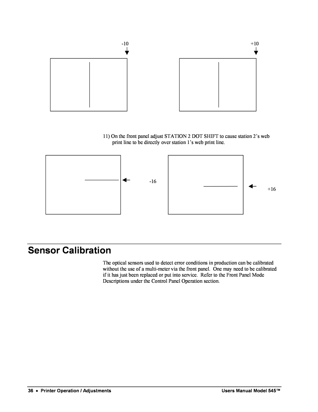 Paxar 545 user manual Sensor Calibration 