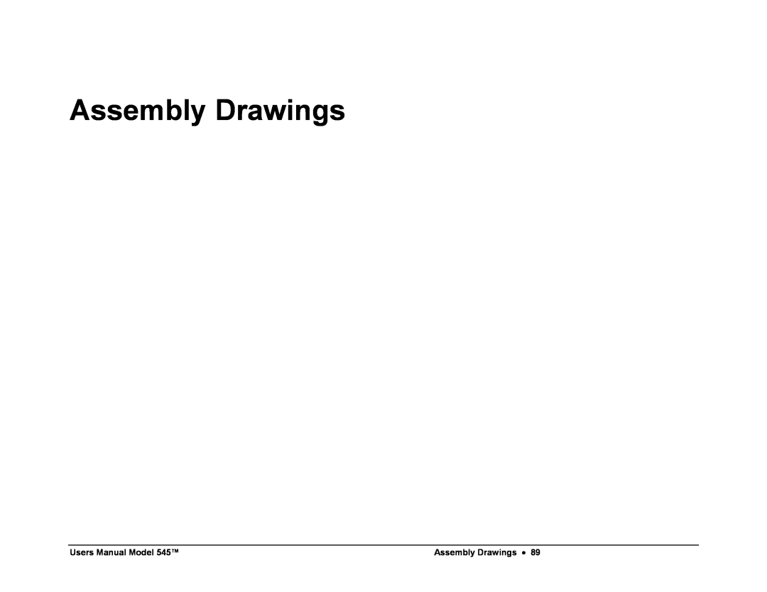 Paxar 545 user manual Assembly Drawings, Users Manual Model 