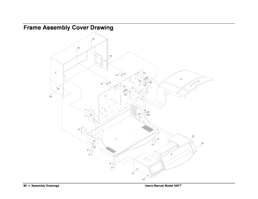 Paxar 545 user manual Frame Assembly Cover Drawing, Assembly Drawings, Users Manual Model 