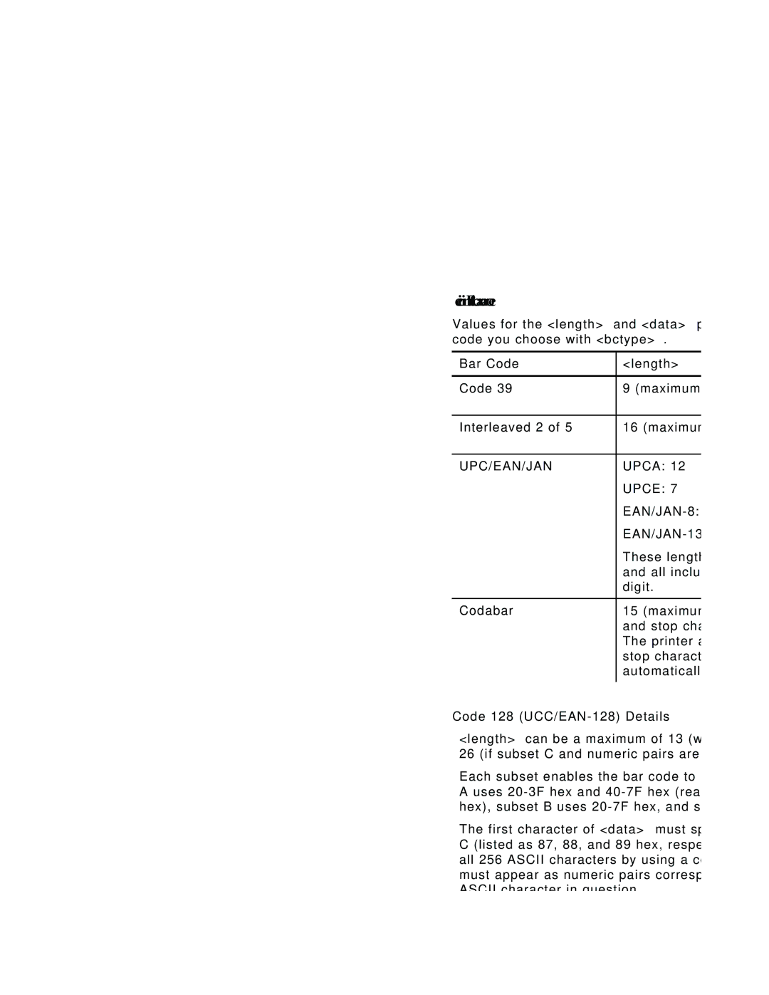 Paxar 6015 manual Bar Code, Code 128 UCC/EAN-128 Details 